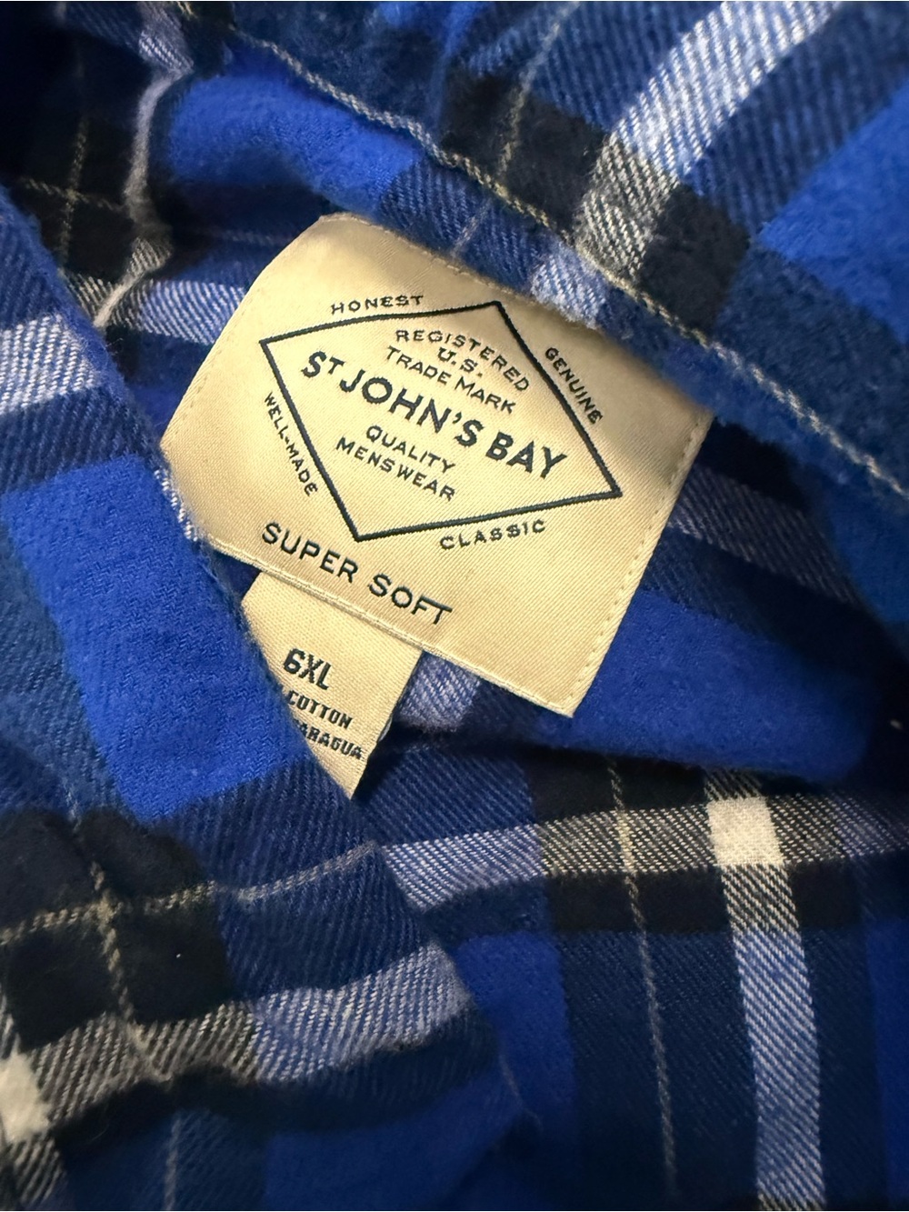 St. John's Bay Blue and Black Plaid Flannel Shirt